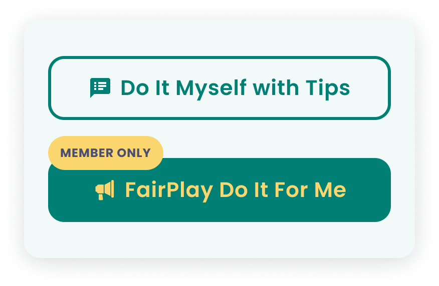 CTA buttons of FairPlay do it for me and do it myself with tips provided by FairPlay