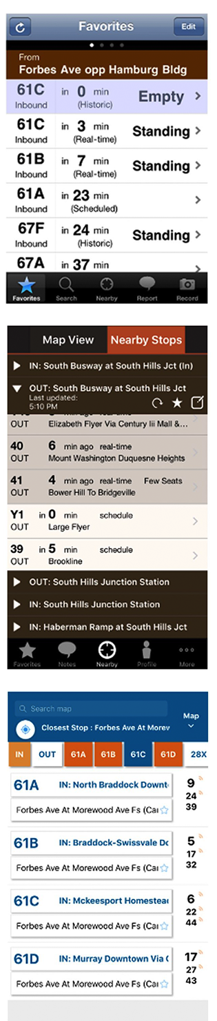 vertical side by side screenshots of Tiramisu’s user interfaces for its 3 versions: V1 (top), V2 (center), and V3 (bottom)