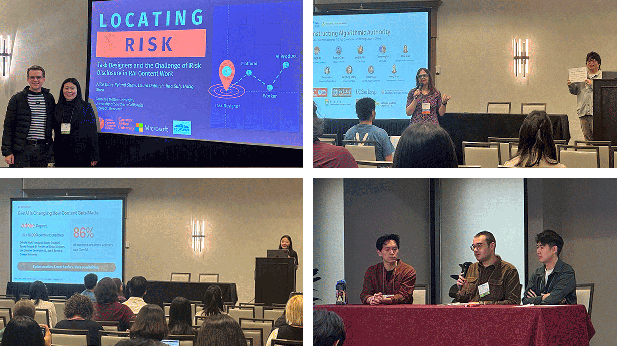 four images with members of the HCII community speaking during CSCW