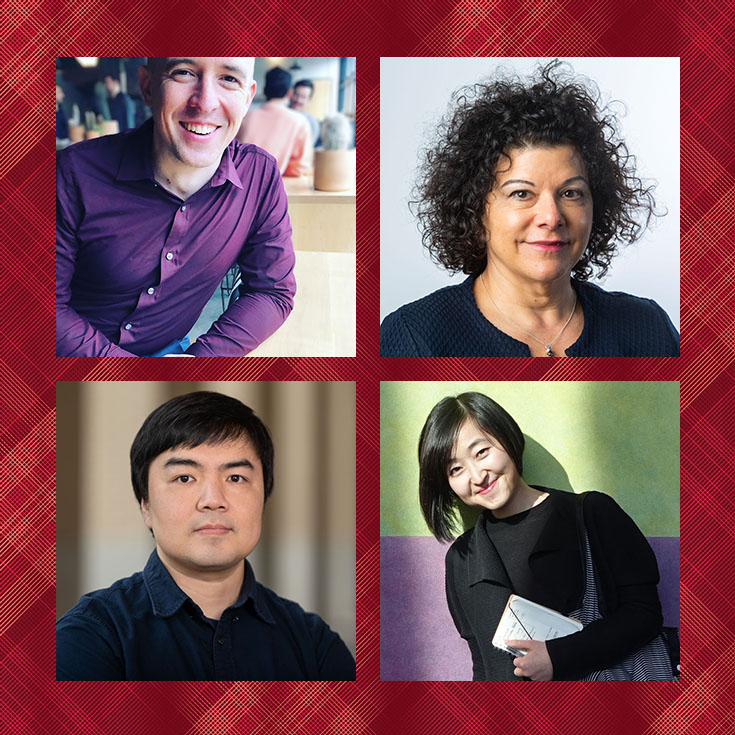 4 photos, clockwise Keenan Crane, Jodi Forlizzi, Jian Ma and Lining Yao have all recently earned endowed professorships in SCS.