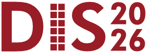 the DIS 2026 logo, red font on a white background