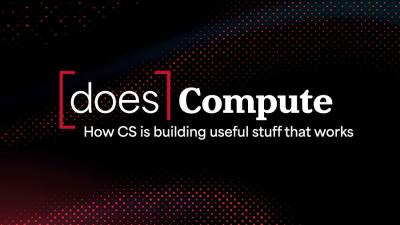 Logo for the Does Compute podcast, featuring the tagline, How CS is building useful stuff that works.