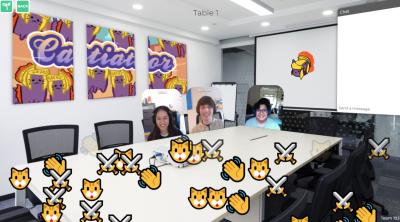 screenshot of Team Catiator virtually presenting via the platform Ohyay