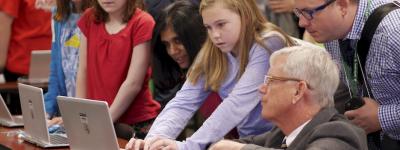 Students working on computer