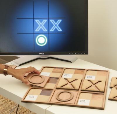 RFID tags quickly make objects like this Tic-Tac-Toe board interactive with digital devices.