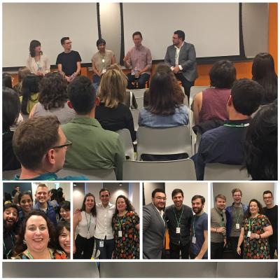 panel and attendees at the alumni networking event