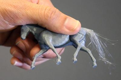 The horse's tail is made from 3-D printed hair.