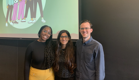 group photo of the 3 students on the Wellness team on presentation day