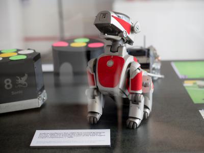 Soccer-playing robots are among the artifacts on display in the "Looking Back To Move Forward" exhibition. Soccer-playing robots are among the artifacts on display in the "Looking Back To Move Forward" exhibition.