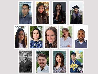 collage of 13 portraits of our graduating PhD students and postdocs leaving as of spring 2023