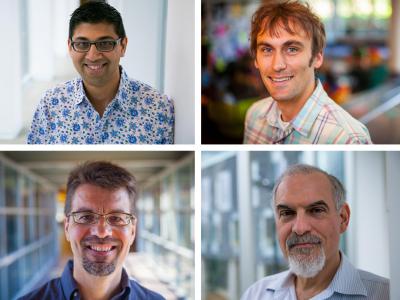 4 photos of the winners arranged in a square, clockwise from top left: Kittur, Bigham, Myers and Koedinger