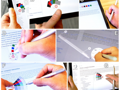 collage of 7 pictures of various display options from the posture-aware UI prototype
