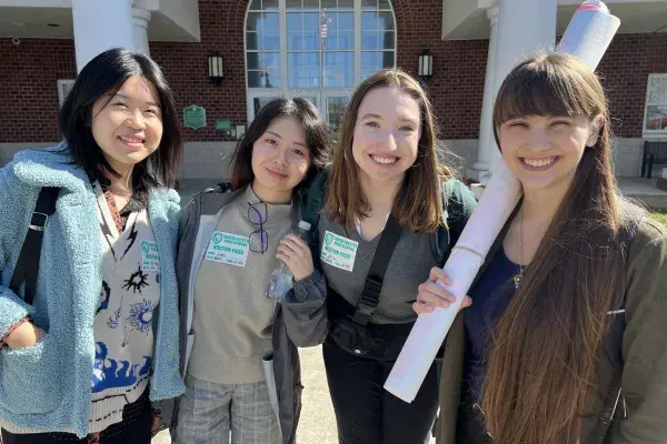 MHCI South Fayette team wearing visitor name badges on a visit to the school