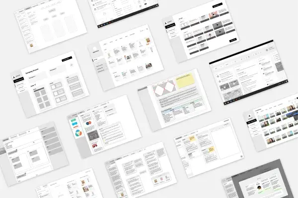 collage of design mockups from team knowledge accelerator