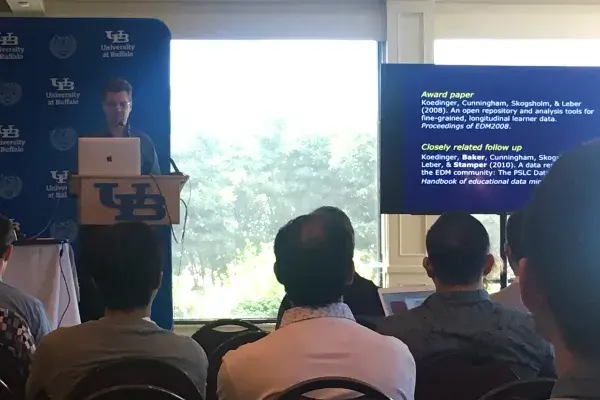 Ken Koedinger speaks at the Educational Data Mining Conference 2018