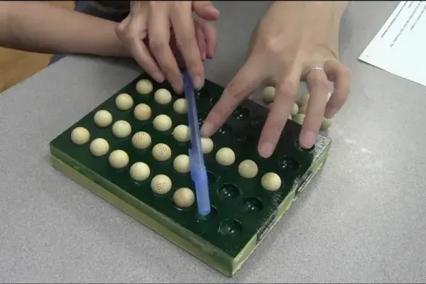 Researchers use a repurposed bingo tray to kid-test a mathematical concept.